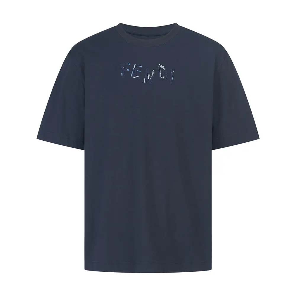 Fendi Men Dark Blue Cotton T-shirt FY1319AUOBF0PTH