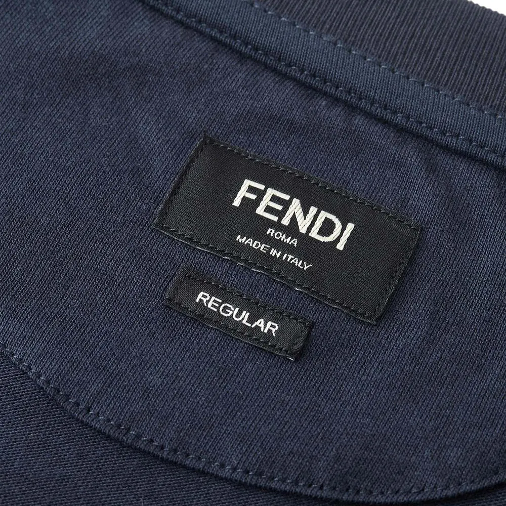Fendi Men Dark Blue Cotton T-shirt FY1319AUOBF0PTH