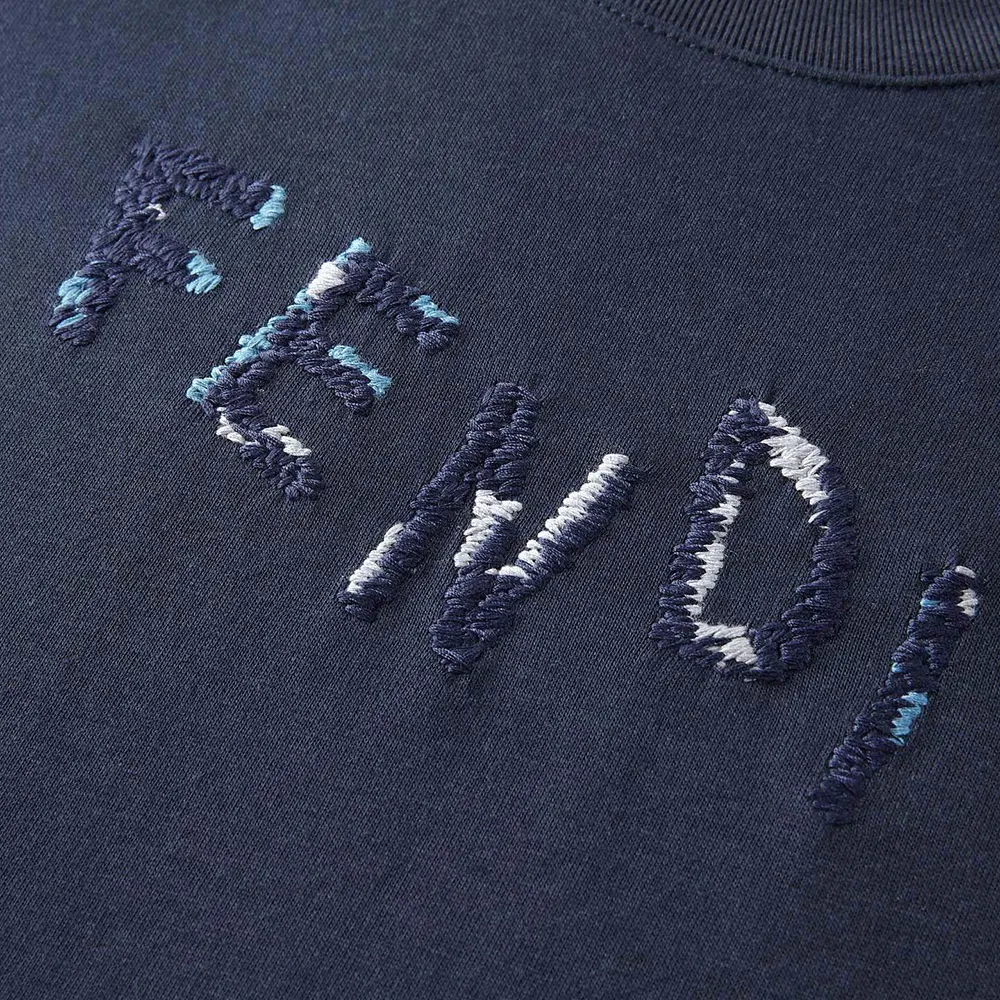 Fendi Men Dark Blue Cotton T-shirt FY1319AUOBF0PTH
