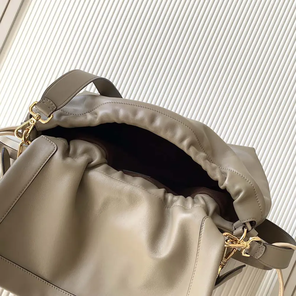 Fendi Women Mamma Baguette Large Dove Gray Nappa Leather Bag 8BR834AQ