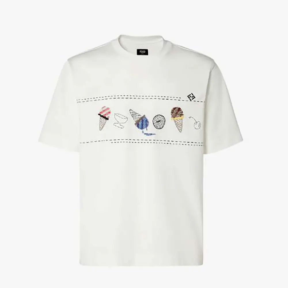 Fendi Women White Cotton T-shirt FY0936B05NF0H0G