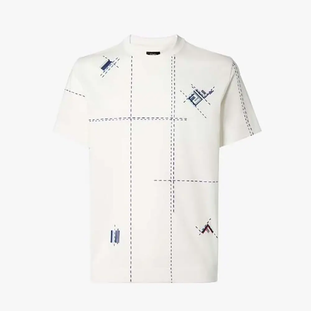 Fendi Men White Cotton T-shirt FY0936B05OF0H0G