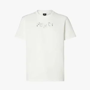Fendi Men White Cotton T-shirt FY1319AUOBF0H0G