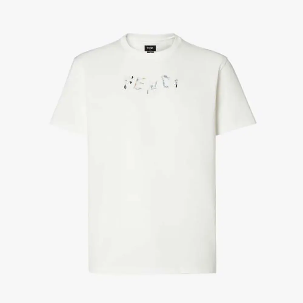 Fendi Men White Cotton T-shirt FY1319AUOBF0H0G