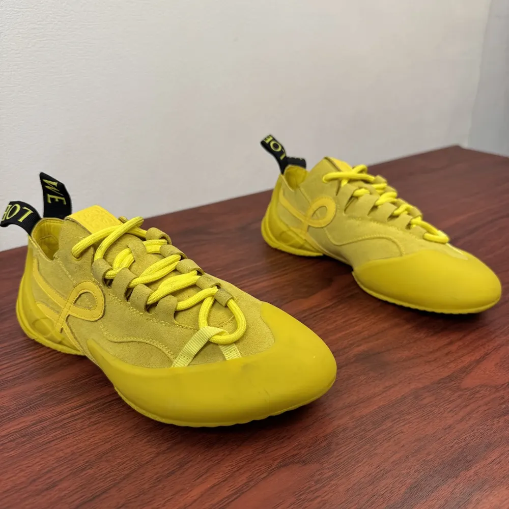 Loewe Unisex Grip Sneaker in Calfskin Suede-Yellow L814282X76