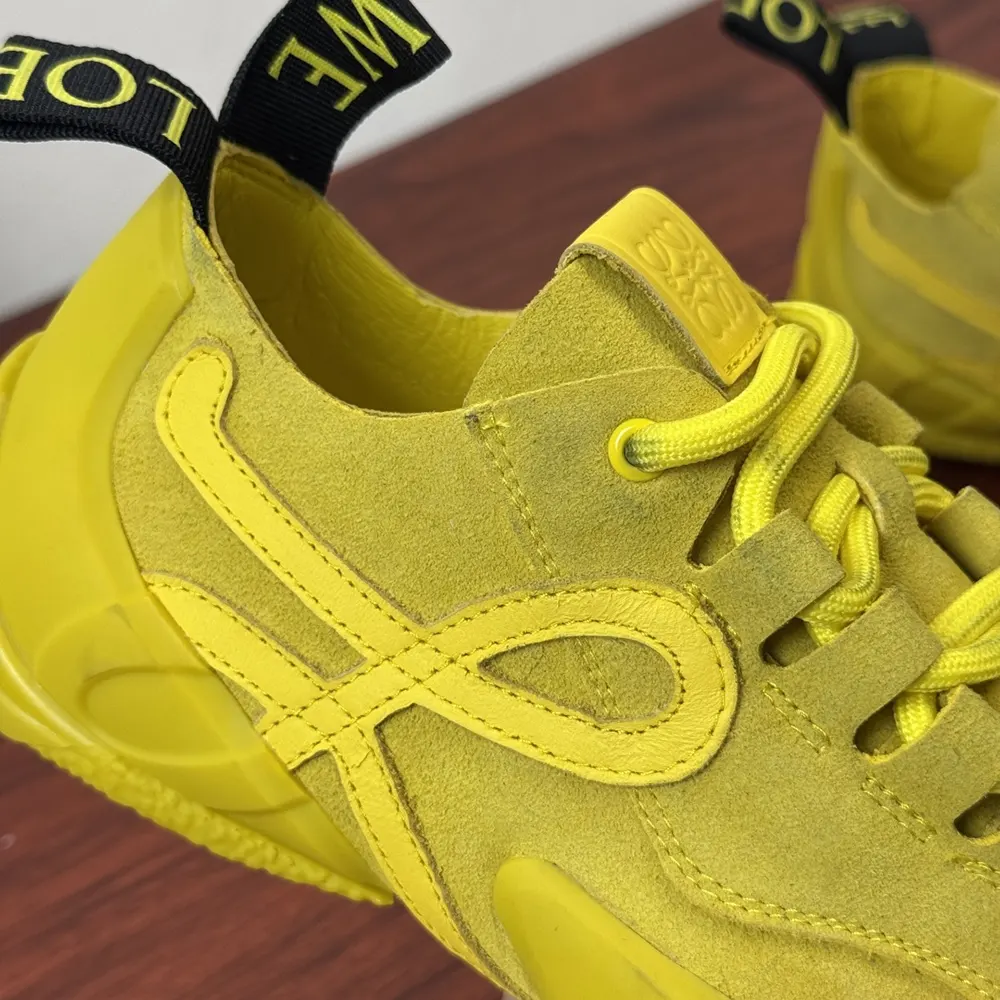 Loewe Unisex Grip Sneaker in Calfskin Suede-Yellow L814282X76