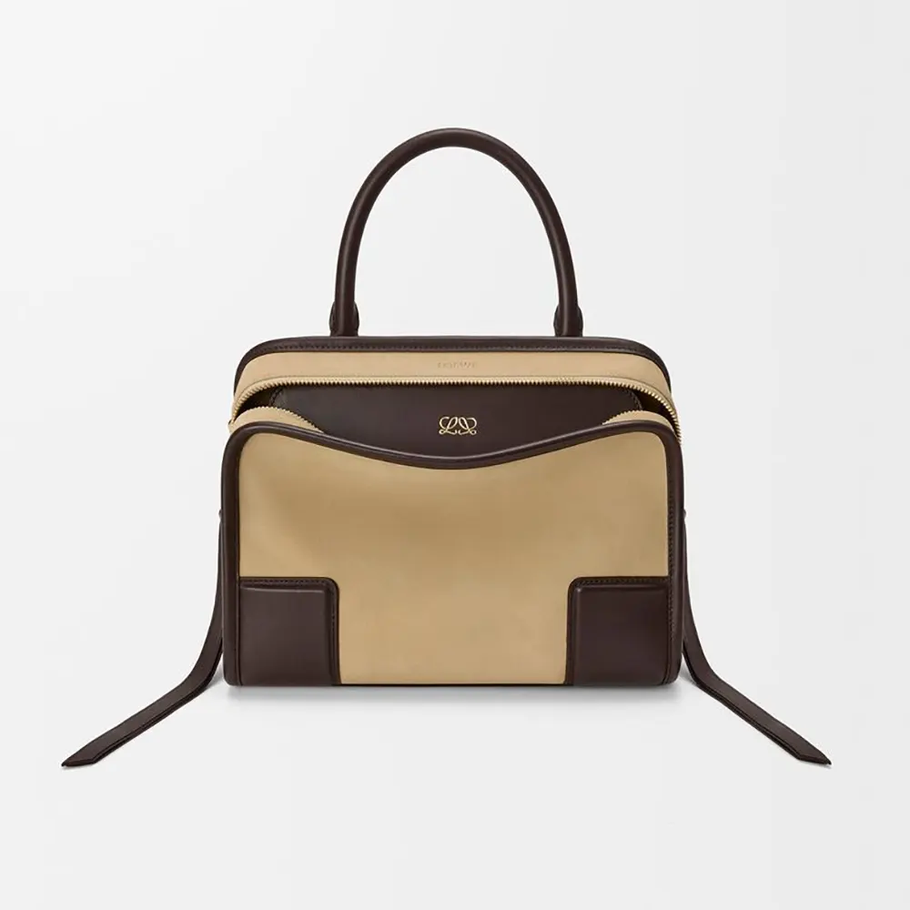 Loewe Women Small Amazona 180 Bag in Suede-Oro