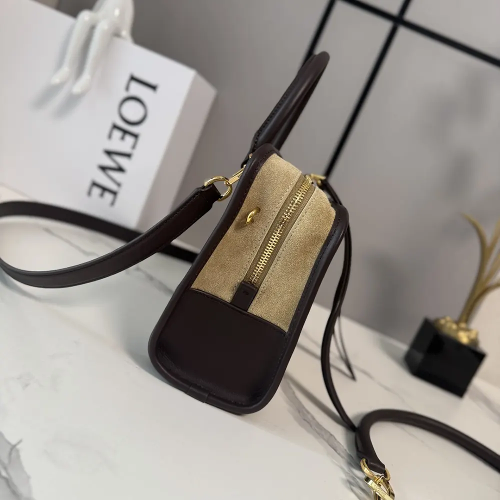 Loewe Women Small Amazona 180 Bag in Suede-Oro