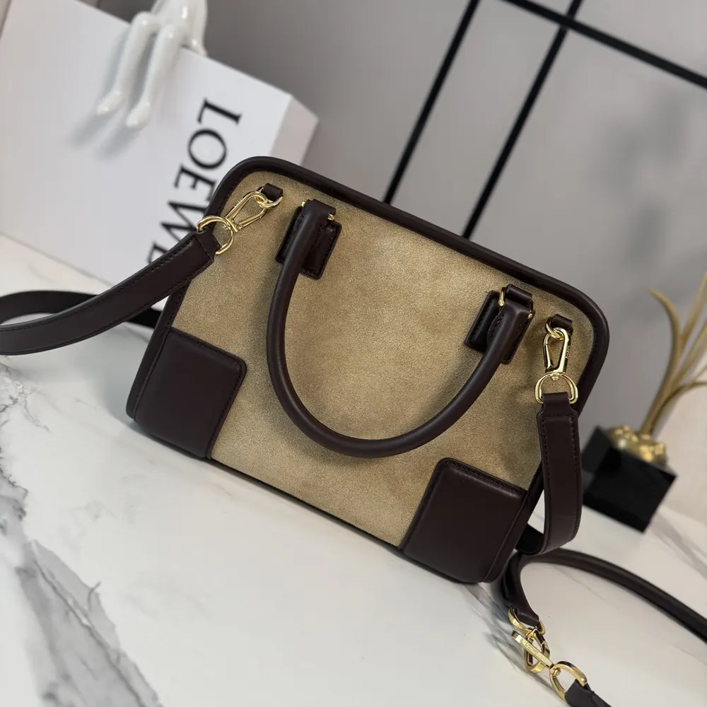 Loewe Women Small Amazona 180 Bag in Suede-Oro