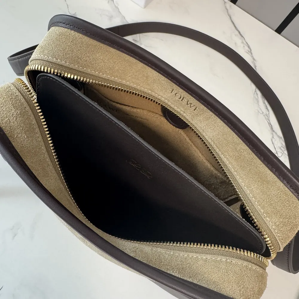Loewe Women Small Amazona 180 Bag in Suede-Oro