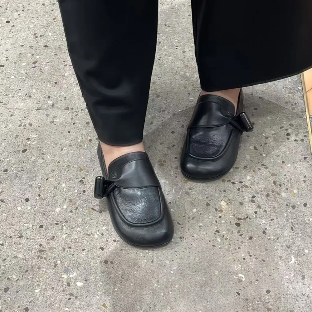 Loewe Women Toggle Loafer in Shiny Smooth Calfskin-Black L815290X20