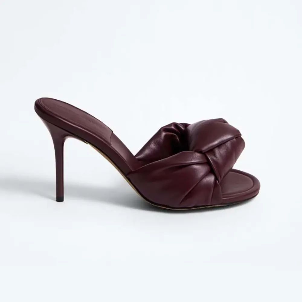 Bottega Veneta Women Cherry Mule in Supple Nappa Leather- Deep Mahogany 868229VB