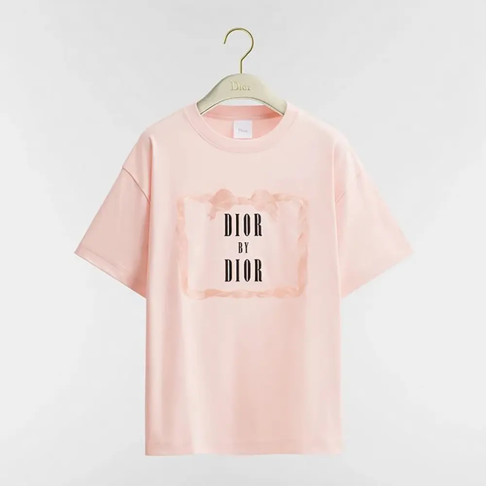 Dior Men Oversized Embroidered Book Cover T-Shirt Pink Cotton Jersey 643T12A4C65