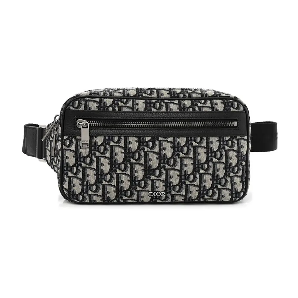 Dior Men Safari Belt Bag Beige and Black Dior Oblique Jacquard