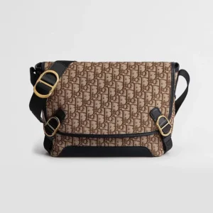 Dior Men Small Dior Jett Messenger Bag with Flap Brown Dior Oblique Jacquard
