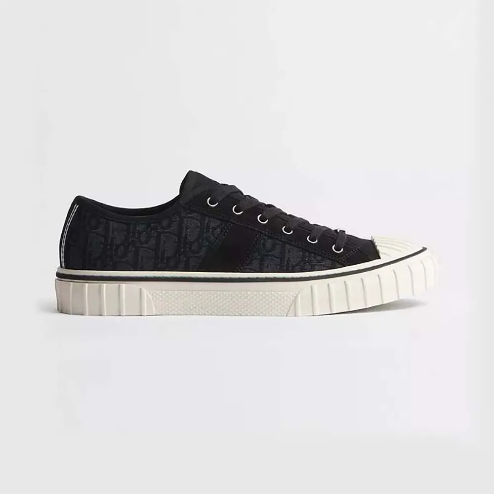 Dior Unisex Hooper Low-Top Sneaker Black Dior Oblique Jacquard and Black Suede Calfskin