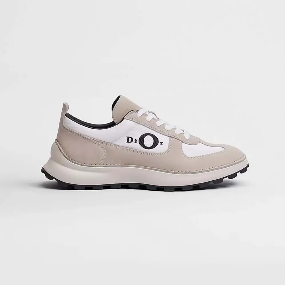 Dior Unisex Squash Sneaker Dior Gray Suede Calfskin and White Technical Fabric
