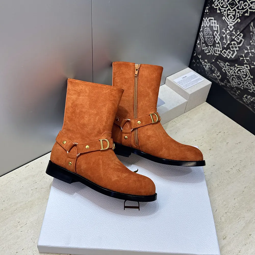 Dior Women Bolt Ankle Boot Cognac Brown Suede Calfskin KCT314SUE