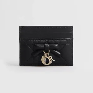 Dior Women Lady Dior Freesia Card Holder Black Cannage Lambskin S2604OUQA