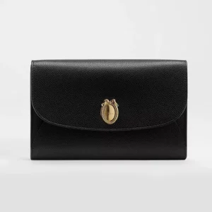 Dior Women Médaillon Envelope Pouch with Strap Black and Myosotis Blue Grained Calfskin