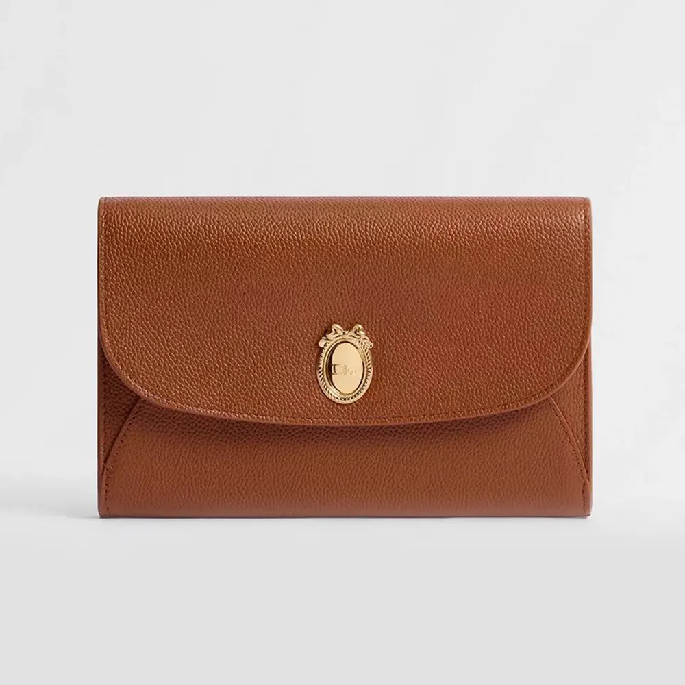 Dior Women Médaillon Envelope Pouch with Strap Marron Bobby and Lingerie Pink Grained Calfskin