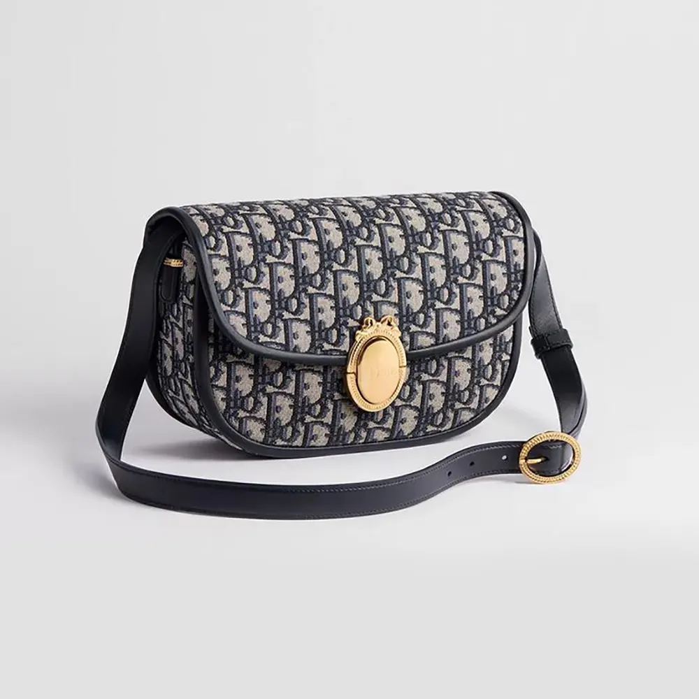 Dior Women Medium Dior Médaillon Flap Bag Blue Dior Oblique Jacquard
