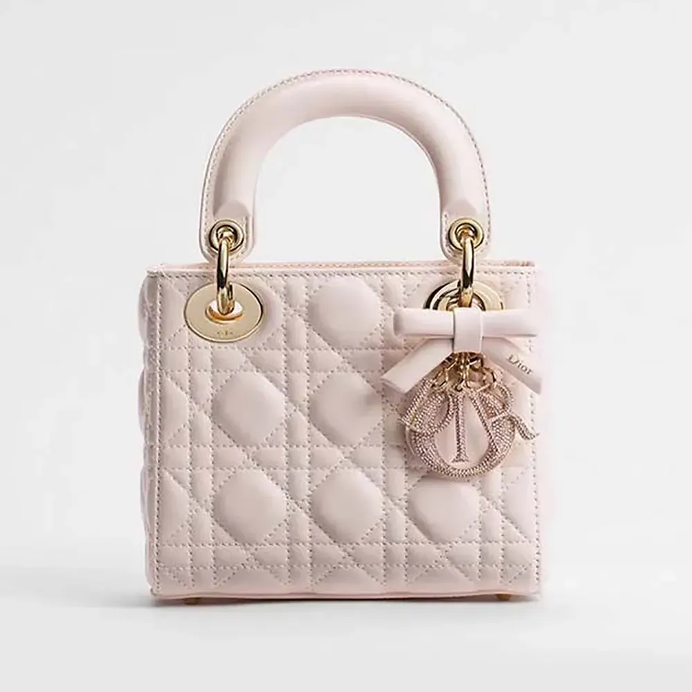 Dior Women Mini Lady Dior Bag with Chain Ballet Pink Cannage Lambskin M0827OFYC
