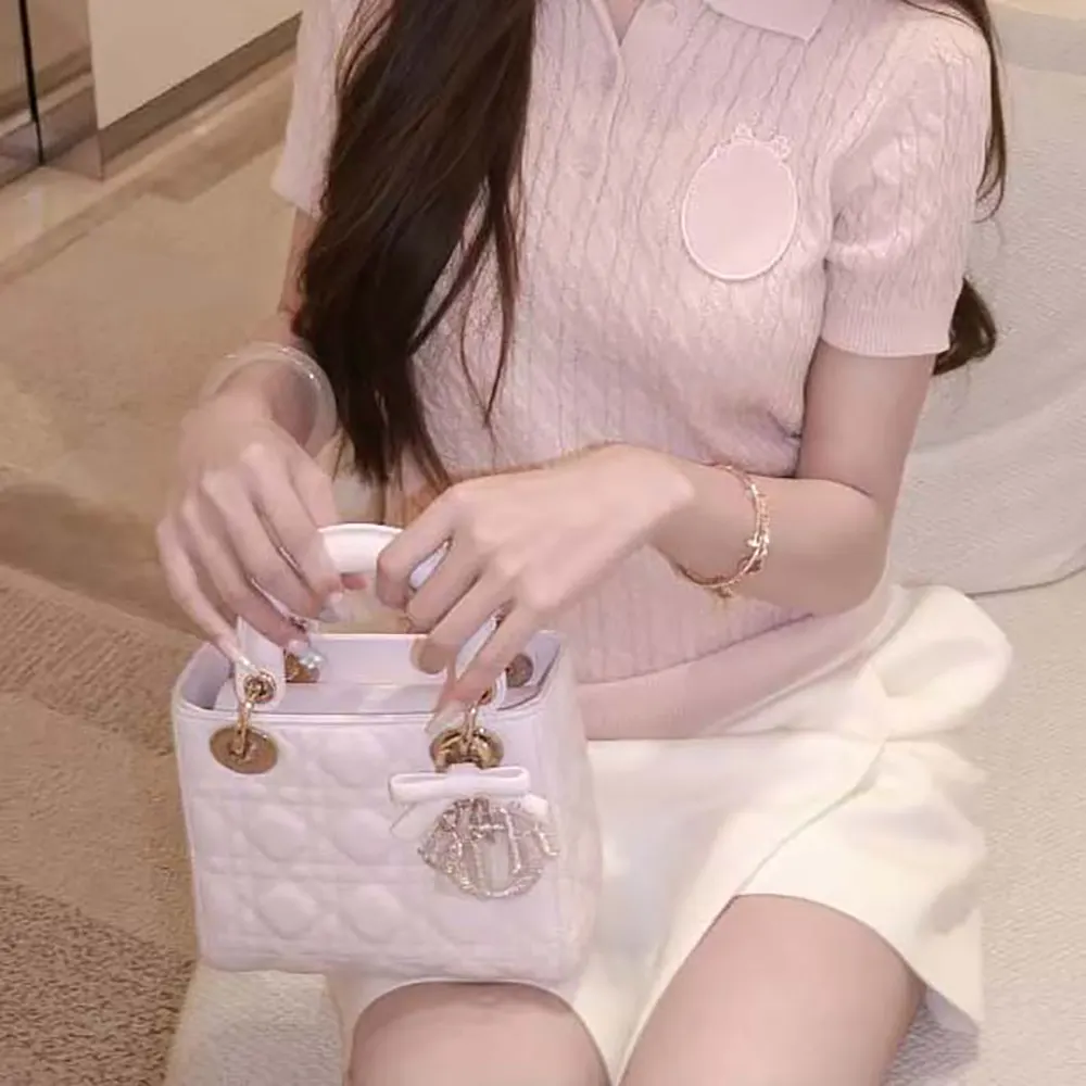 Dior Women Mini Lady Dior Bag with Chain Ballet Pink Cannage Lambskin M0827OFYC