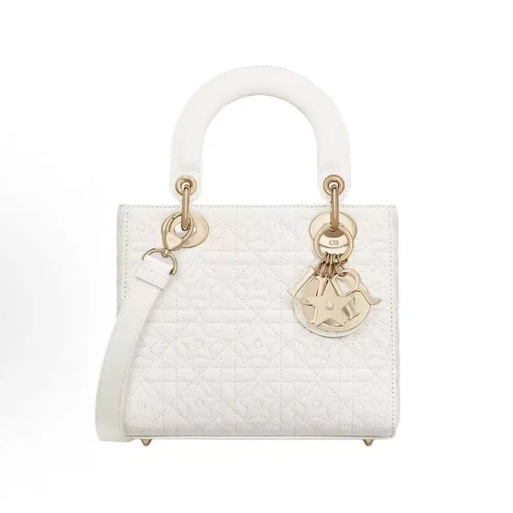 Dior Women Lady Dior Dioramour Bag Latte Cannage Lambskin with Star Motif
