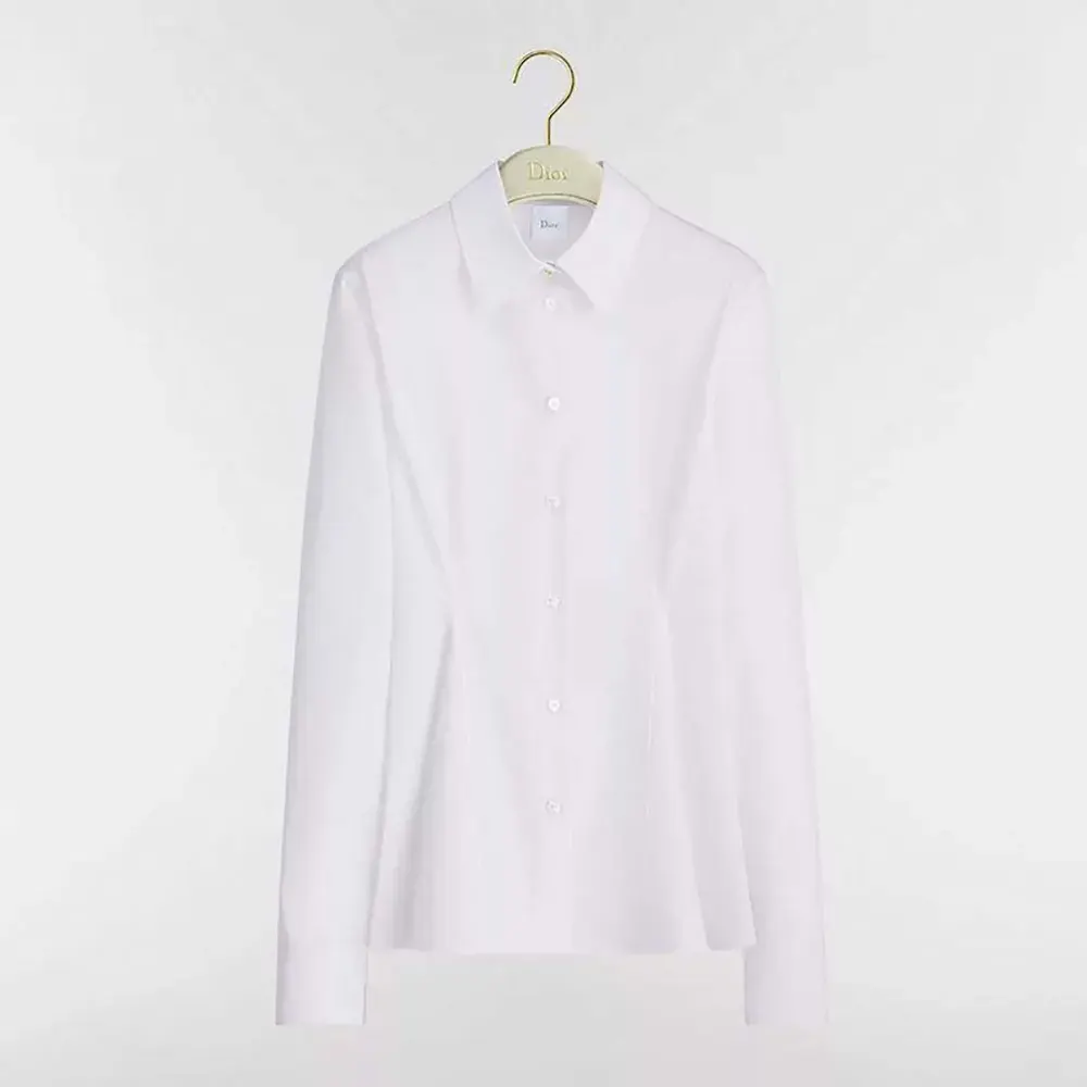 Dior Women Peplum Blouse White Cotton Poplin 651B63A3076
