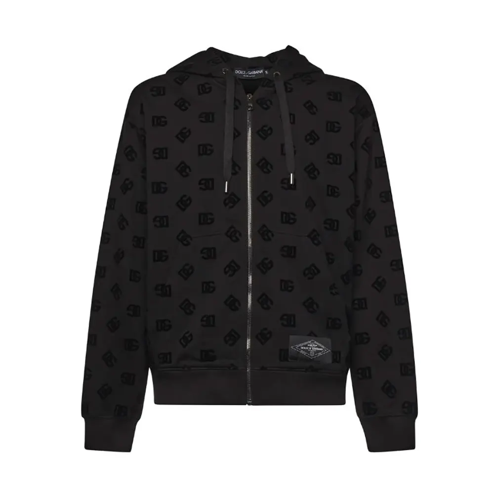 Dolce Gabbana D&G Men Jersey Sweatshirt with Flocked DG Logo Print