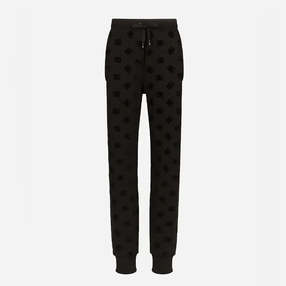 Dolce Gabbana D&G Men Jersey Jogging Pants with Flocked DG Logo Print