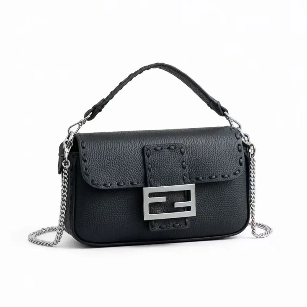 Mini Black Selleria Bag with 309 Hand-sewn Stitches