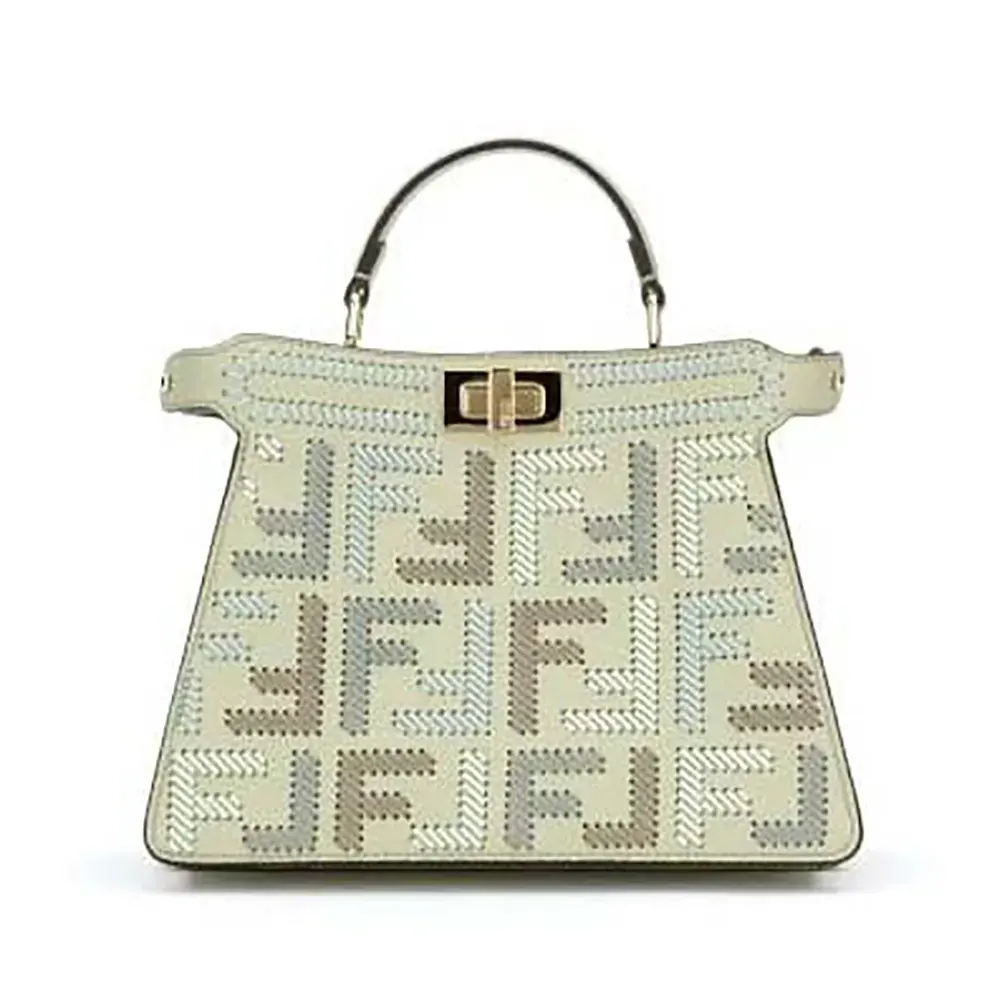 Peekaboo ISeeU Mini Leather Bag with FF Interlacing
