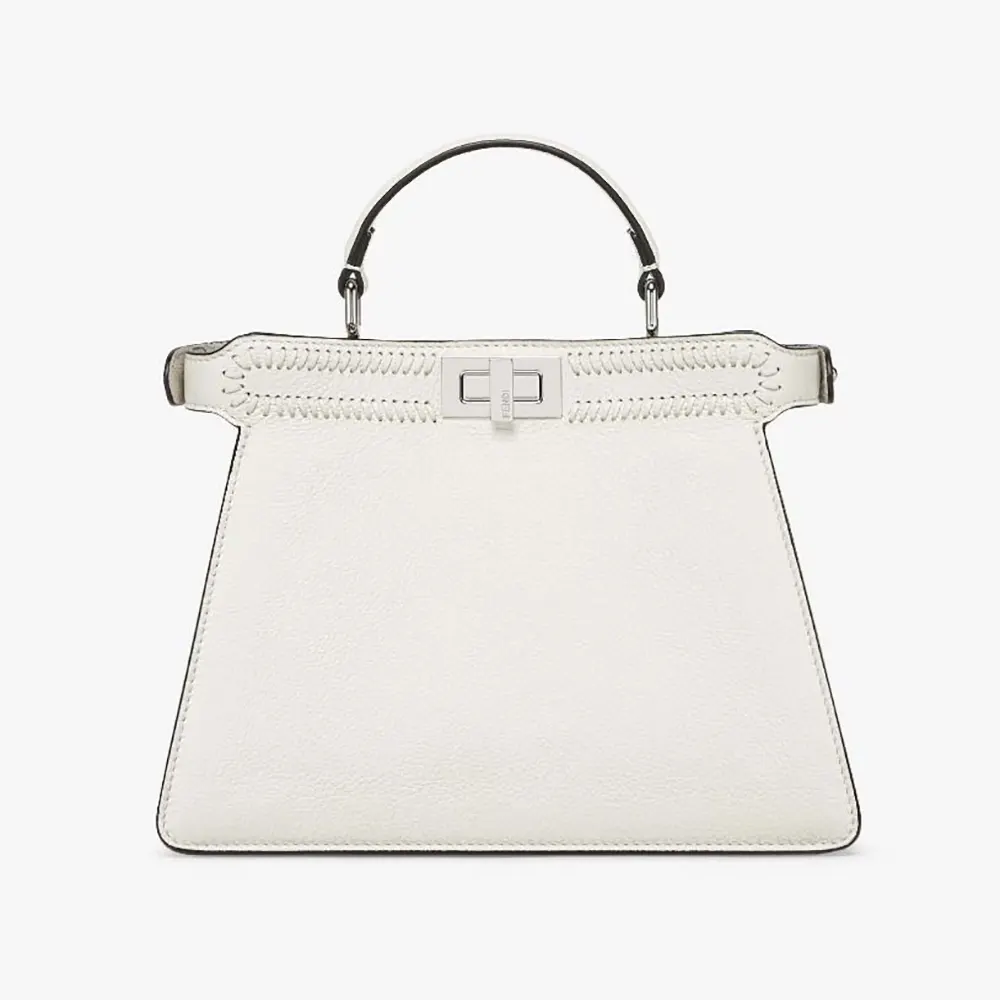 Fendi Women Peekaboo ISeeU Small Beige Leather Bag with FF Interlacing