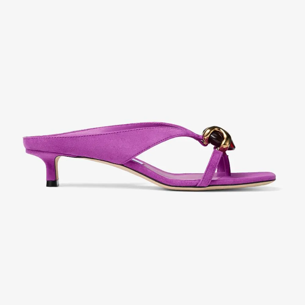 Jimmy Choo Women Emeri Stone 35 Violet Orchid And Dark Amber Suede Sandals