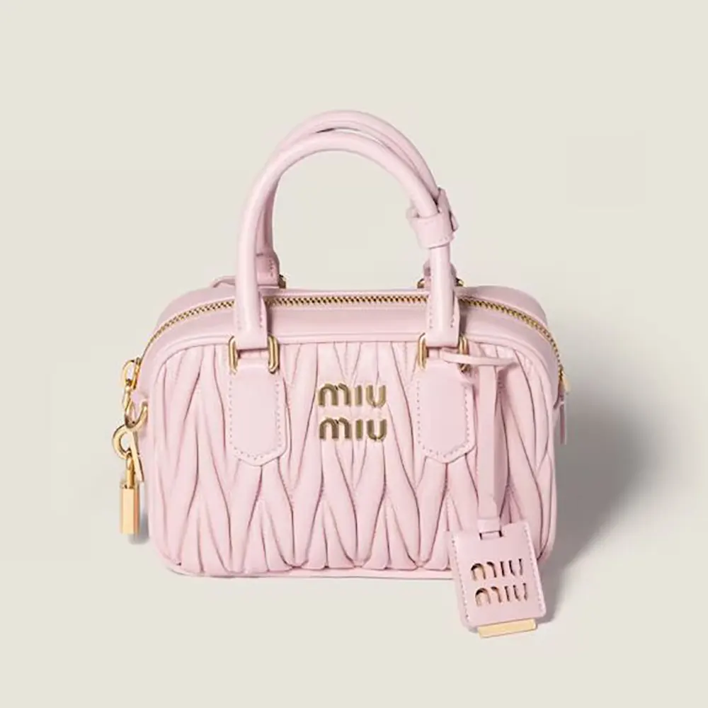 Miu Miu Women Arcadie Matelassé Nappa Leather Bag-Alabaster Pink 5BB123AN88