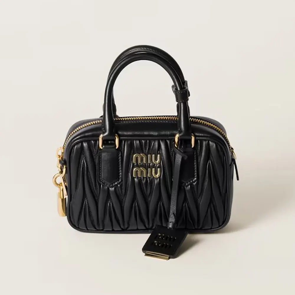 Miu Miu Women Arcadie Matelassé Nappa Leather Bag-Black 5BB123AN88
