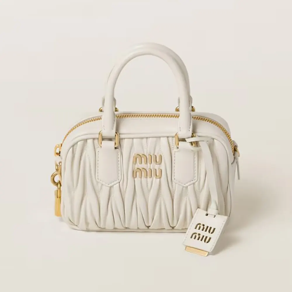 Miu Miu Women Arcadie Matelassé Nappa Leather Bag-White 5BB123AN88