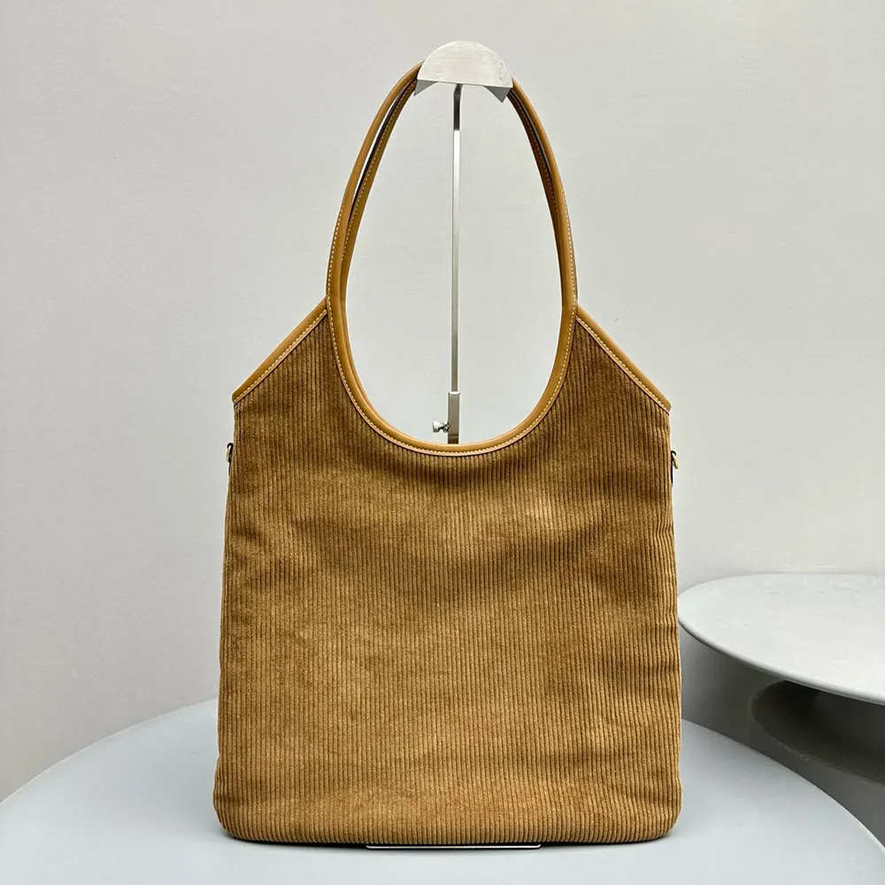 Miu Miu Women IVY Corduroy Bag with Leather Lettering Logo-Brown