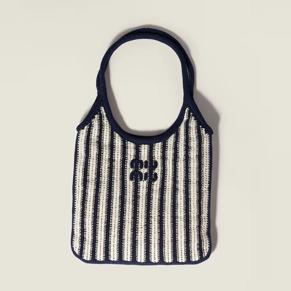 Miu Miu Women Ivy Crochet Bag-Blue/Chalk White 5BG2312IHDF017J
