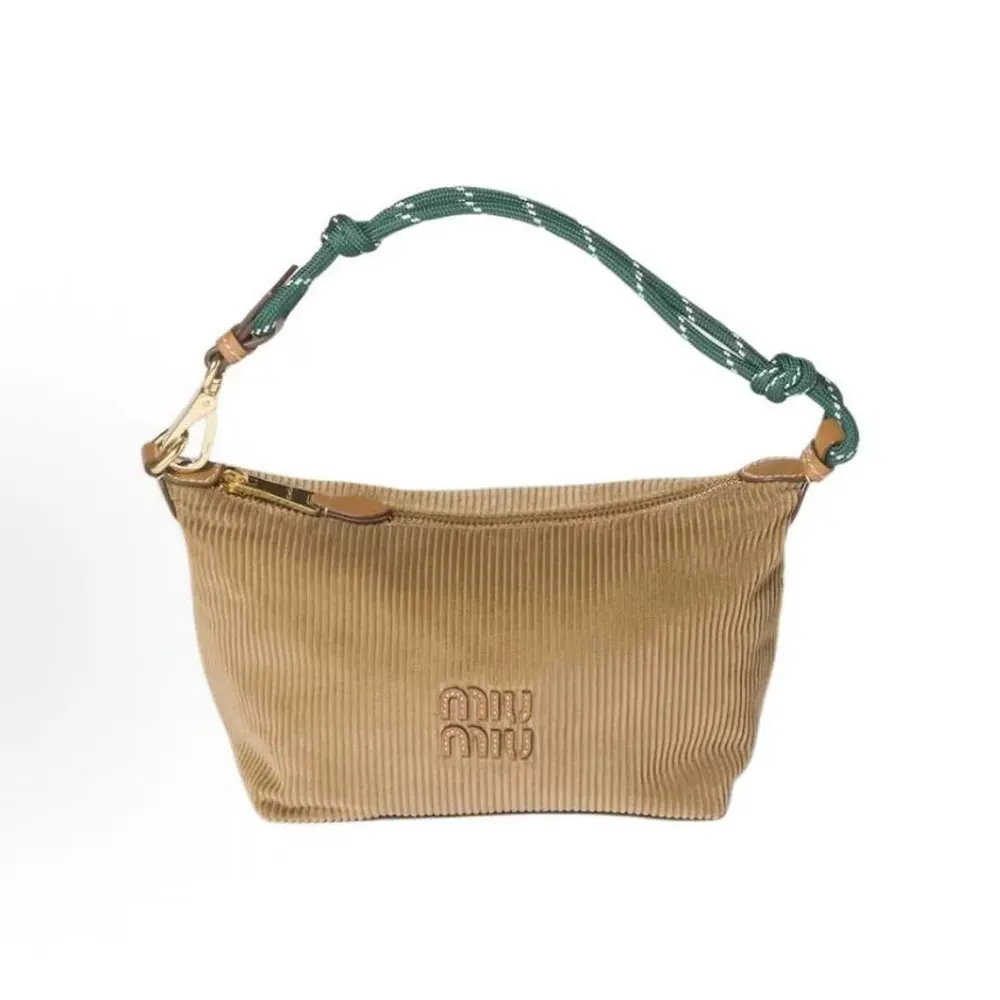 Miu Miu Women Miu Miu Women Zip-Up Corduroy Pouch-Brown