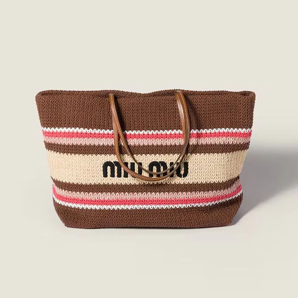 Miu Miu Women Raffia-Effect Woven Tote Bag 5BG2282DO3F05CP