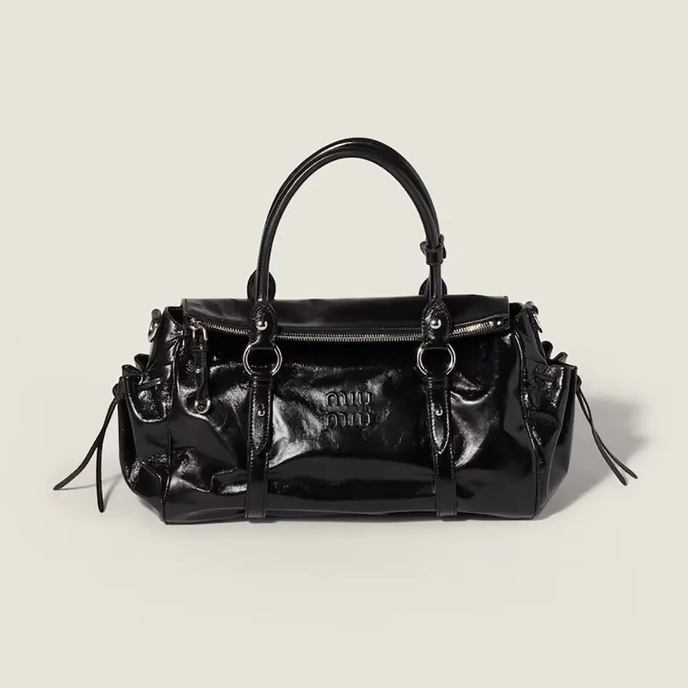 Miu Miu Women Shiny Leather Handbag-Black 5BA3282A44