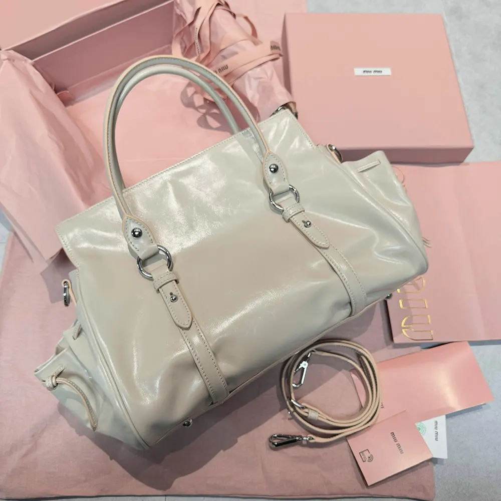 Miu Miu Women Shiny Leather Handbag-Light Pink 5BA3282A44