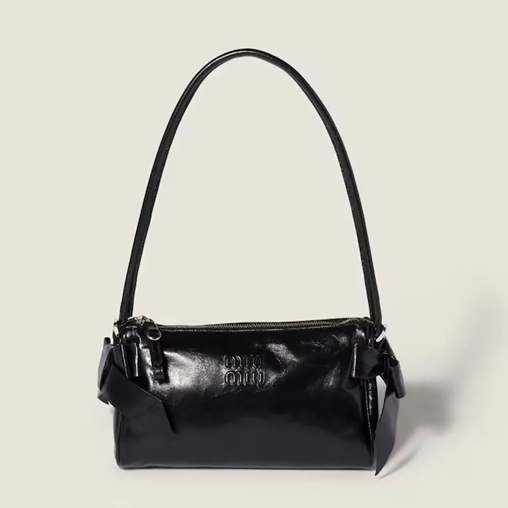 Miu Miu Women Shiny Leather Pouch-Black 5NE0292A44