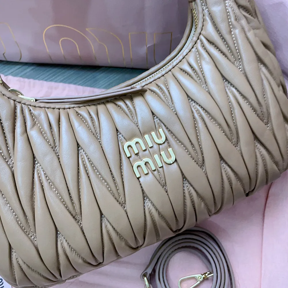 Miu Miu Women Wander Matelassé Nappa Leather Hobo Bag-Caramel 5BC153AN88 - Image 7