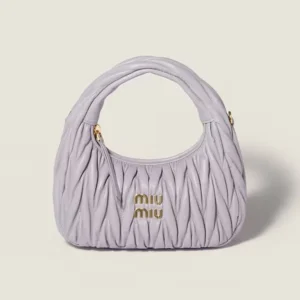 Miu Miu Women Wander Matelassé Nappa Leather Hobo Bag-Wisteria