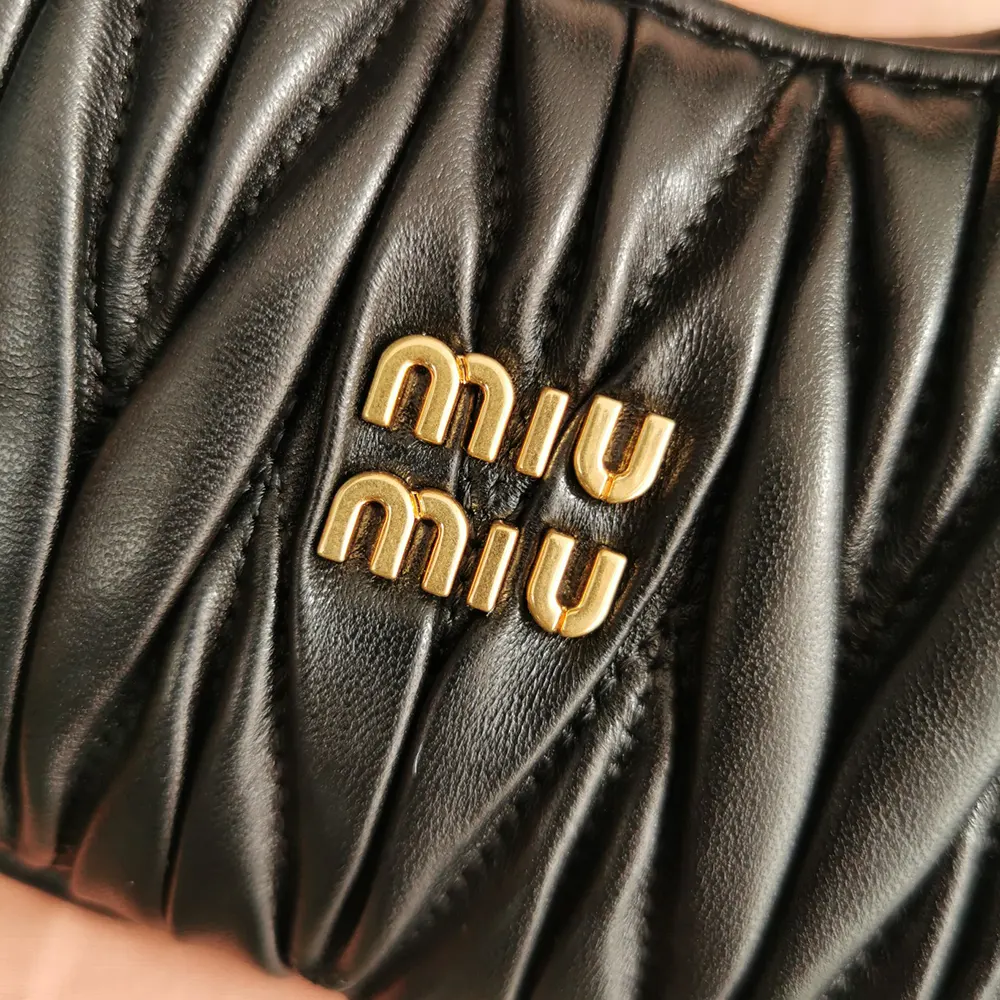 Miu Miu Women Wander Matelassé Nappa Leather Hobo Mini-Bag-Black 5BP078