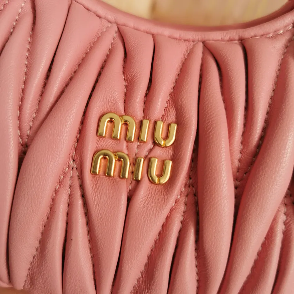 Miu Miu Women Wander Matelassé Nappa Leather Hobo Mini-Bag-Pink 5BP078